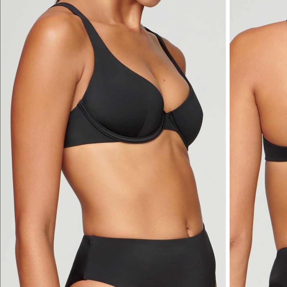 CUUP Swimwear Set, The Scoop Bra Top and Highwaist Bottoms, Black, XS, NWTs